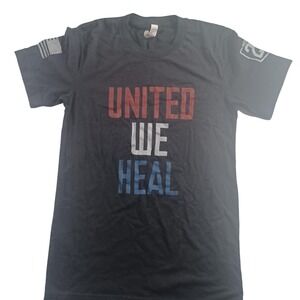 Bella+Canvas Shirt Mens XS Black United We Heal USA Flag Graphic Tee Casual